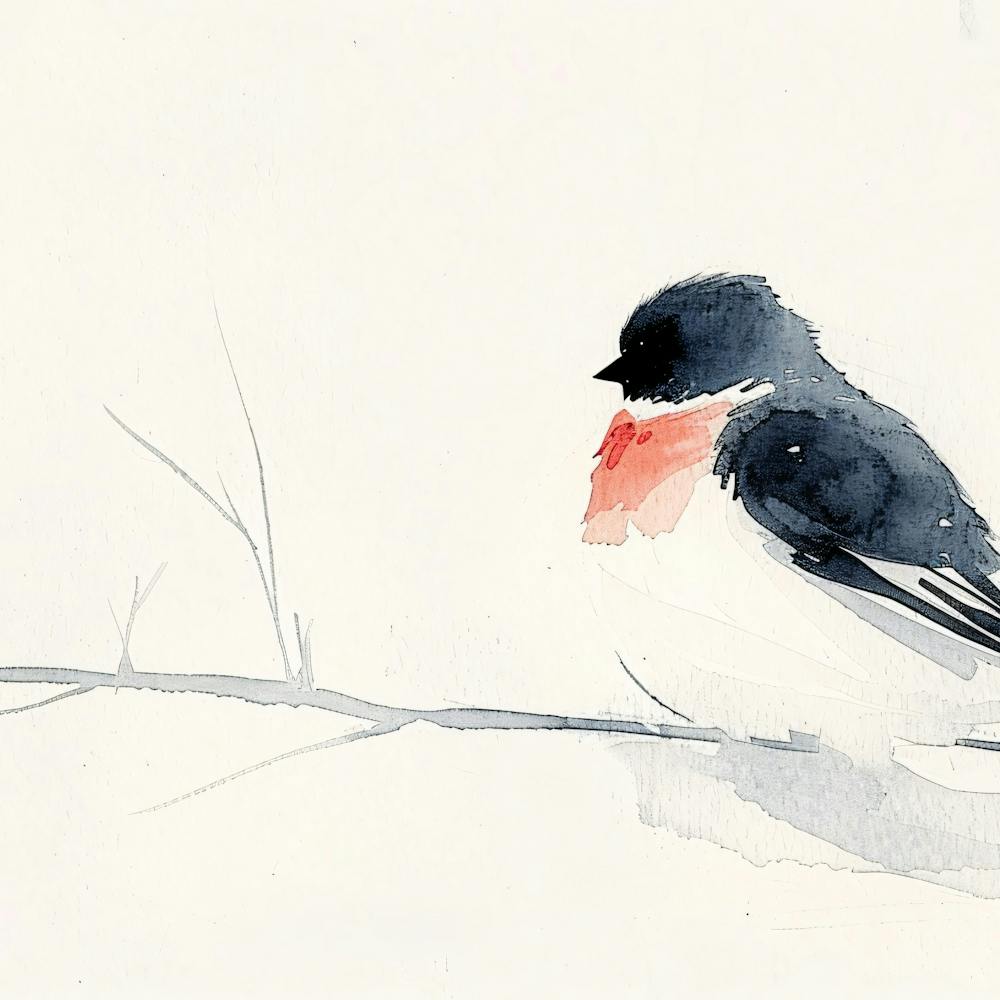 Winter Bird Watercolor Painting