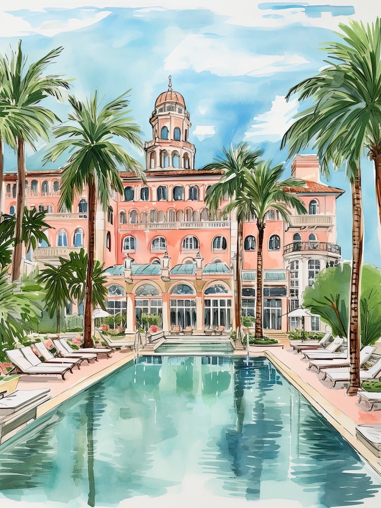 The Breakers Palm Beach   Palm Beach, Florida   Resort Storybook Illustration 1