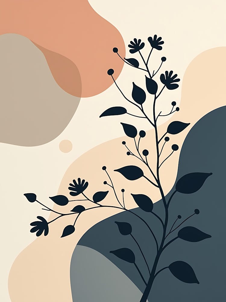 Organic Plant Illustration in Faded Pastels