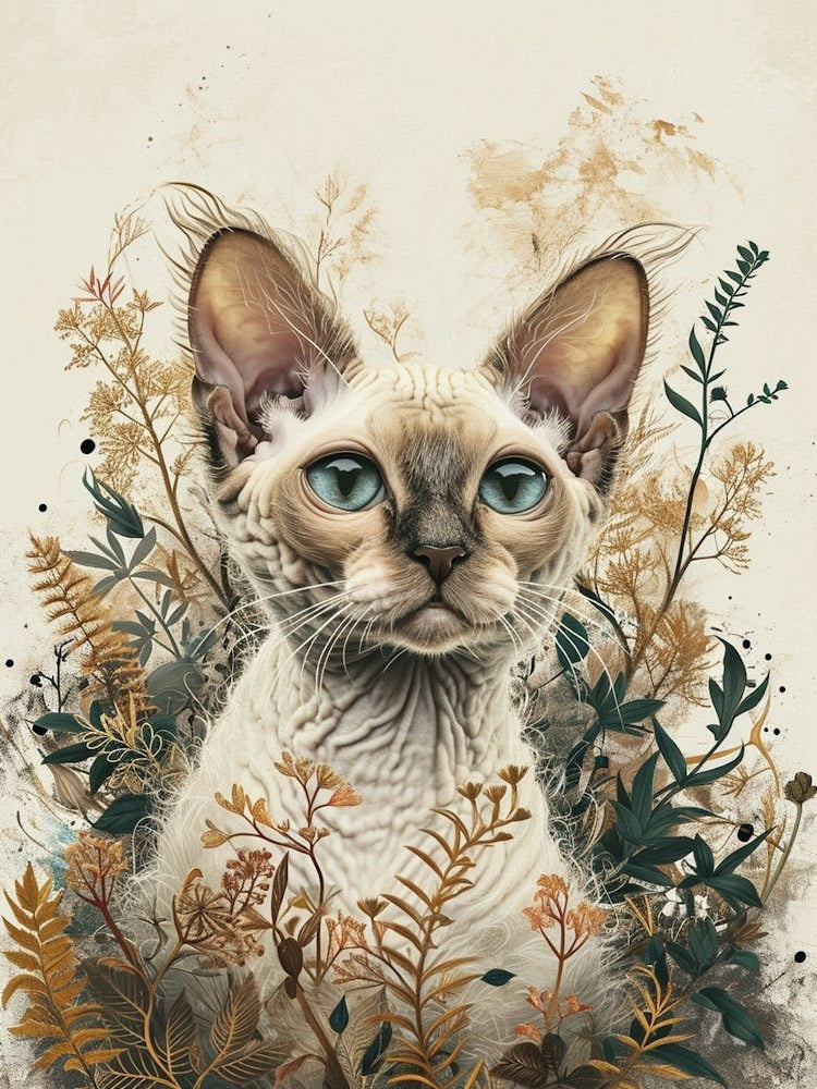 Devon Rex Cat Japanese Illustration 1