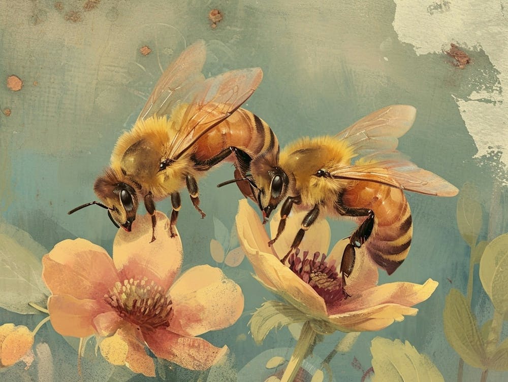 Floral Tier Illustration Honigbiene 3