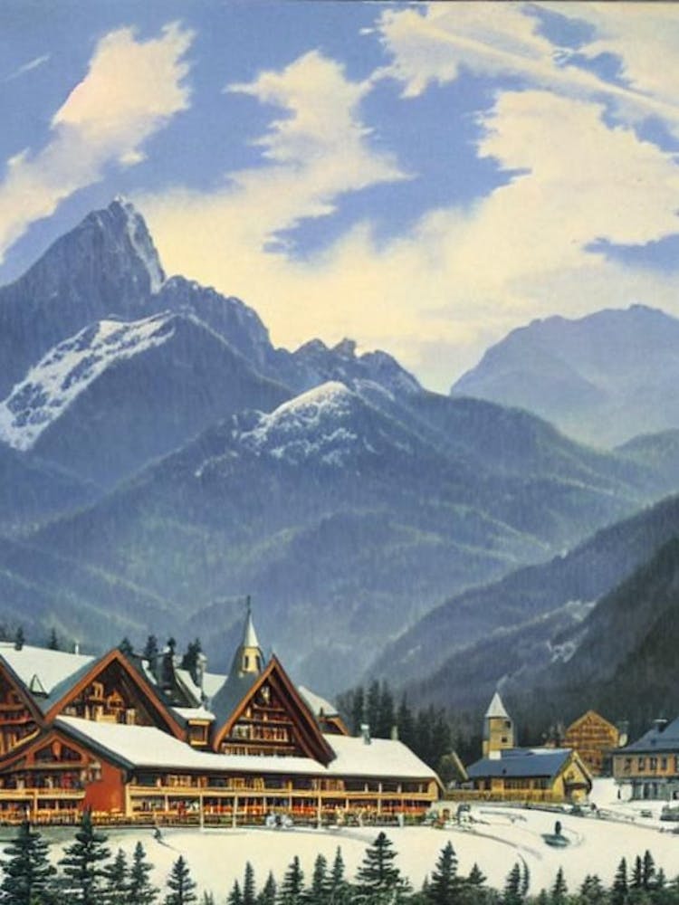 Garmisch Partenkirchen, Germany Ski Resort Vintage Landscape 2 Skiing Poster