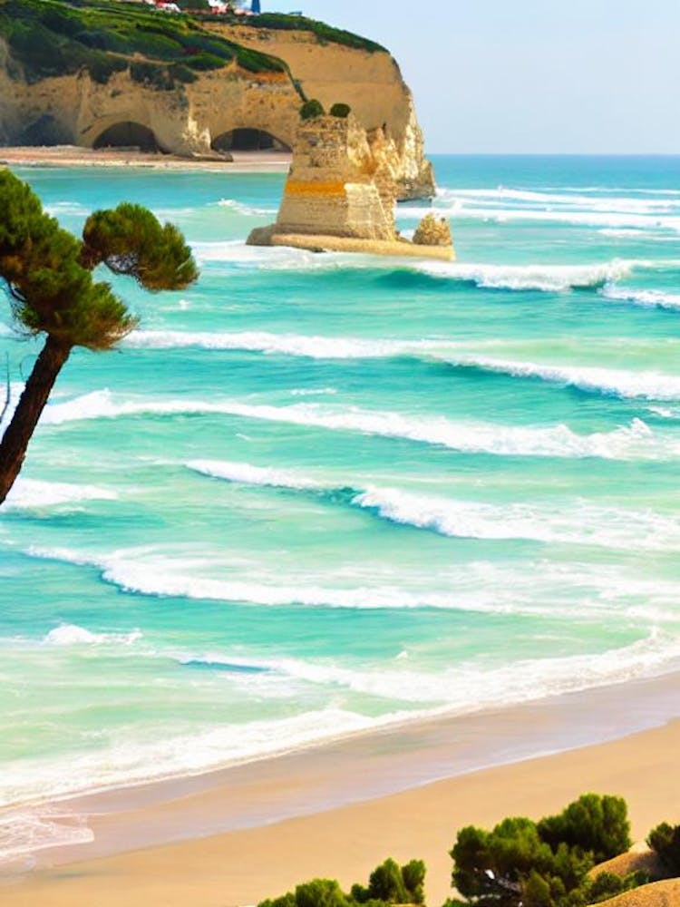 Praia Da Rocha, Algarve, Portugal Contemporary Illustration  