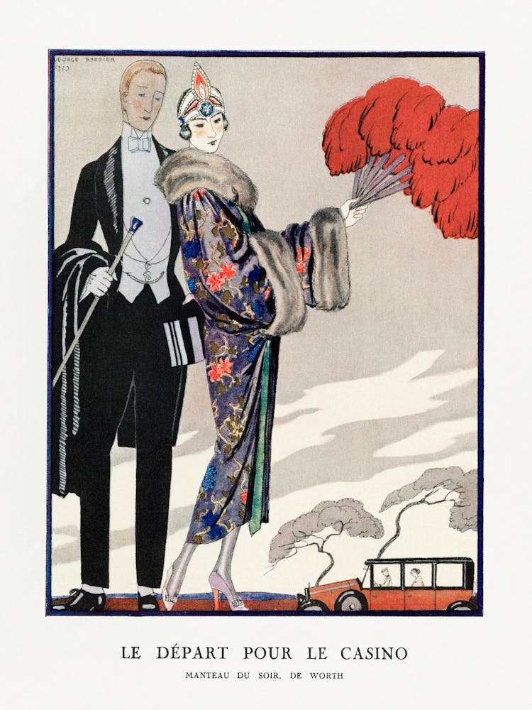 Le Départ Pour Le Casino, Manteau Du Soir, De Worth (1923), George Barbier