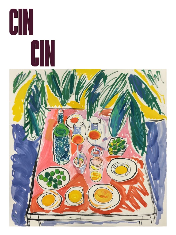 Cin Cin Poster Summer Wine Matisse Style 1