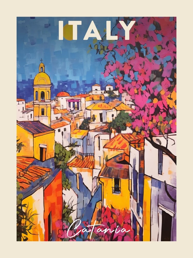 Catania Italy 4 Fauvist Painting  Travel Poster