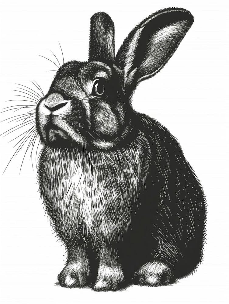 English Lop Blockprint Rabbit Illustration 5