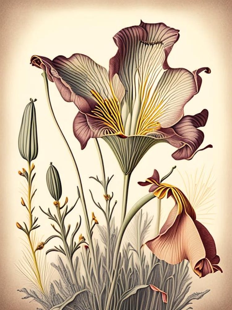 Wüsten-Mariposa-Lilie Wildblume Vintage Botanisch