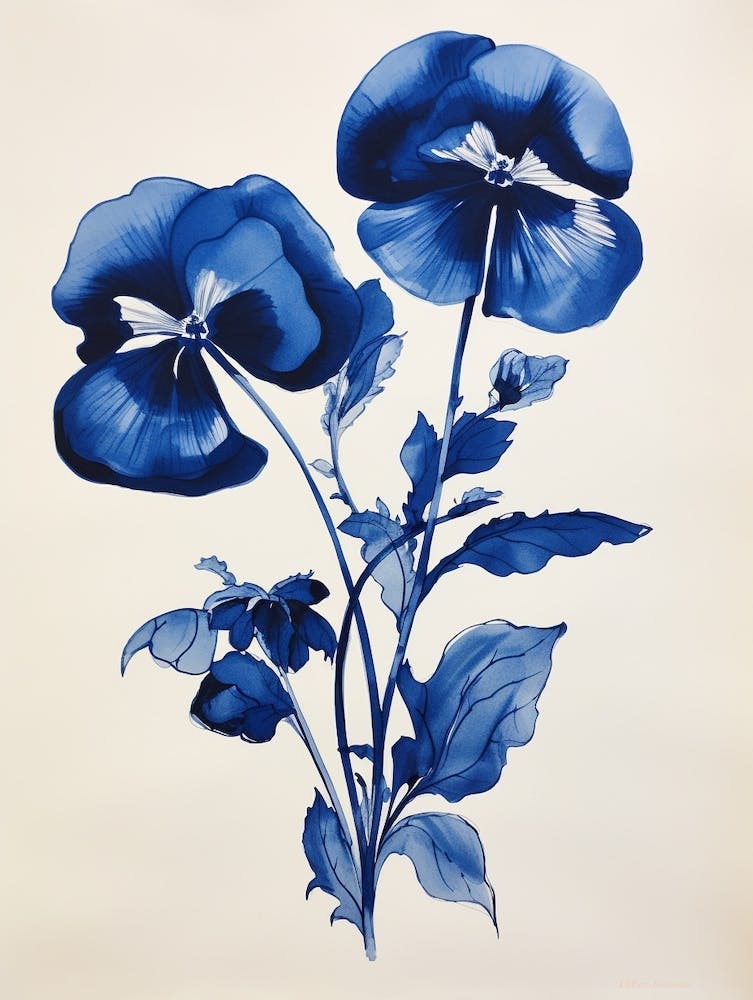 Blue Botanical Wild Pansy 1