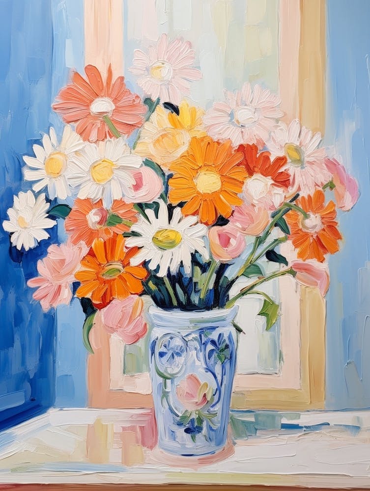 A Vase With Daisy, Flower Bouquet 1
