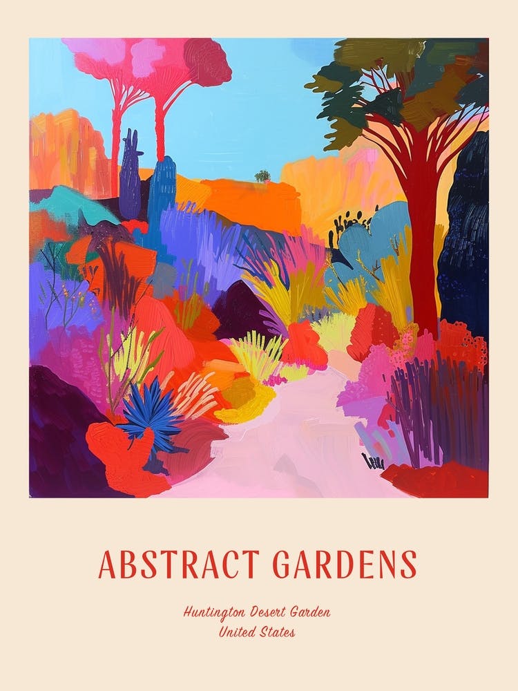 Colourful Gardens Huntington Desert Garden Usa 1 Red Poster