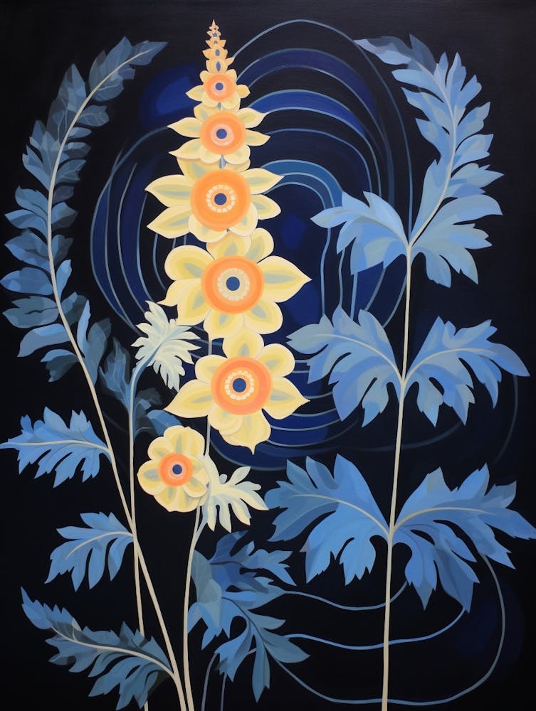 Delphinium 1 Hilma Af Klint Inspired Flower Illustration
