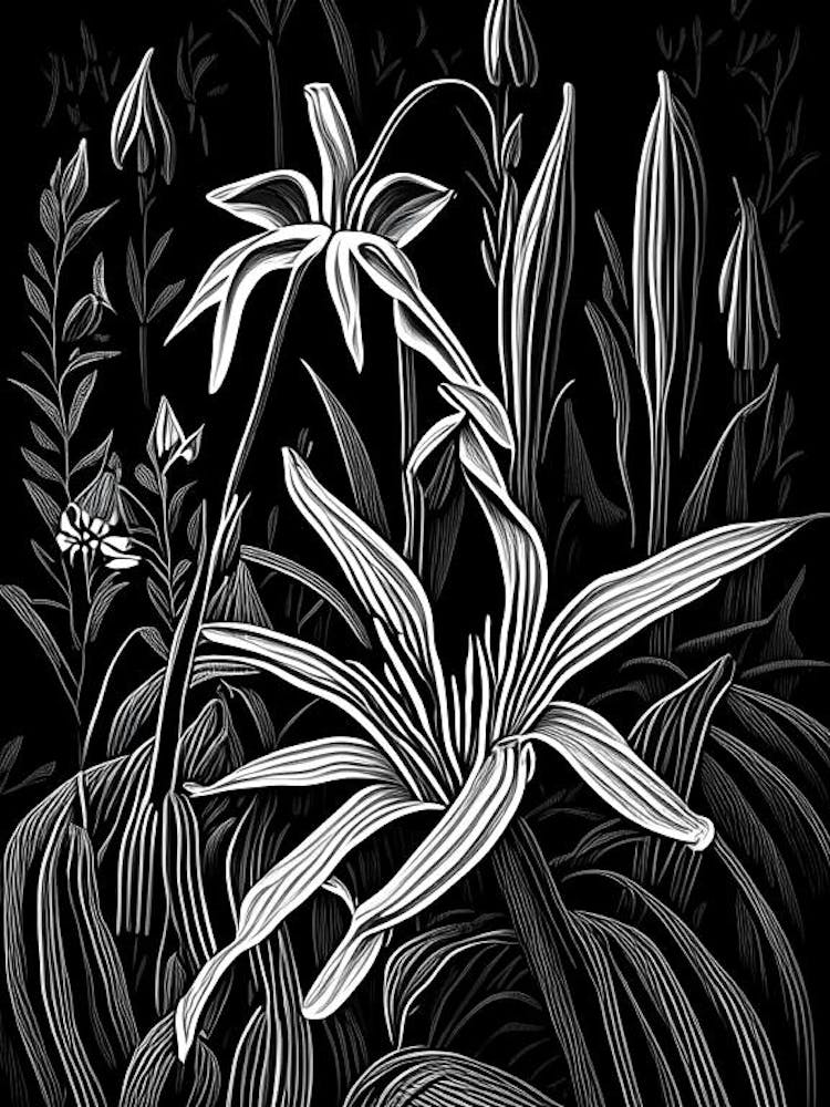 Trout Lily Wildflower Linocut 2