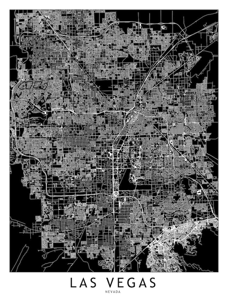 Las Vegas Black And White Map