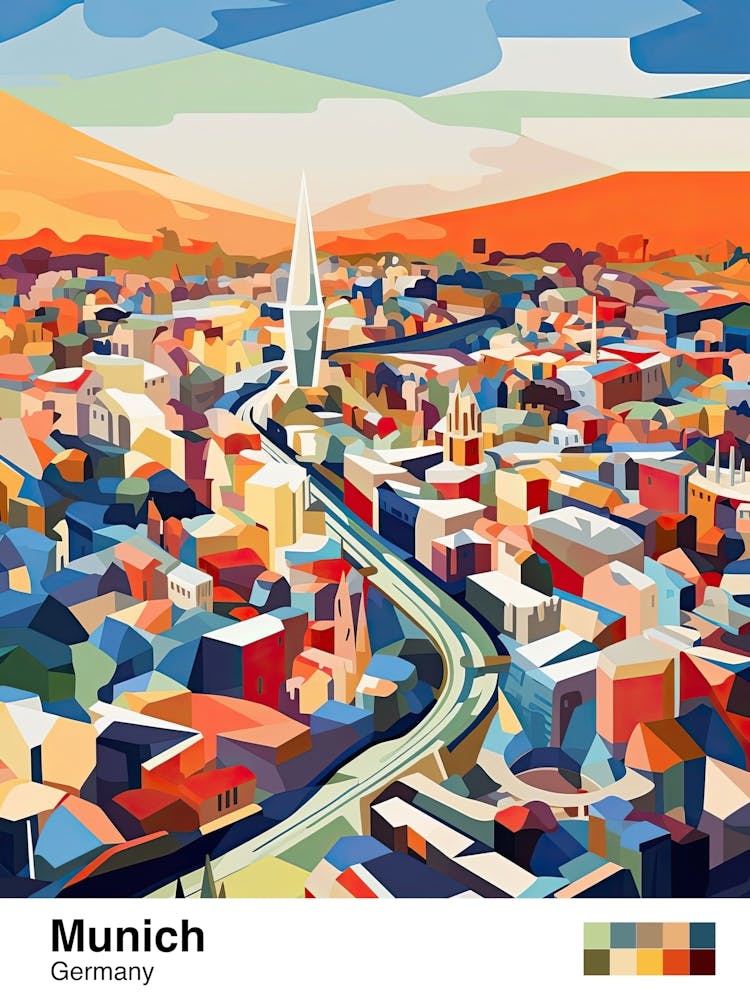 München, Deutschland, Geometrische Illustration 1 Poster