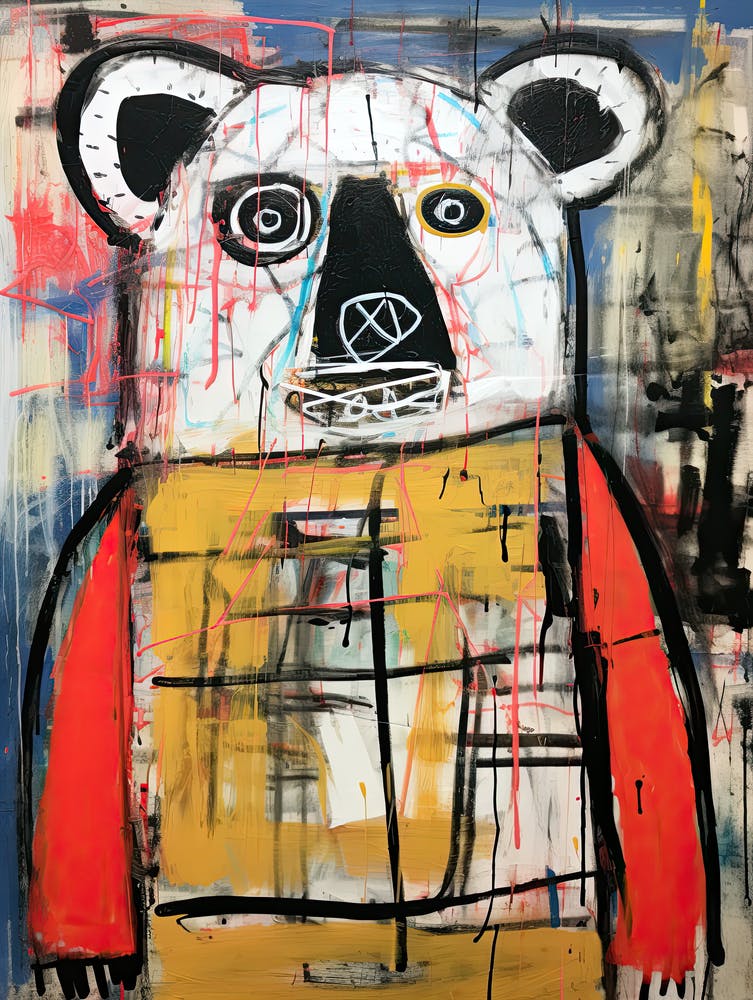 Angry Bear Basquiat style
