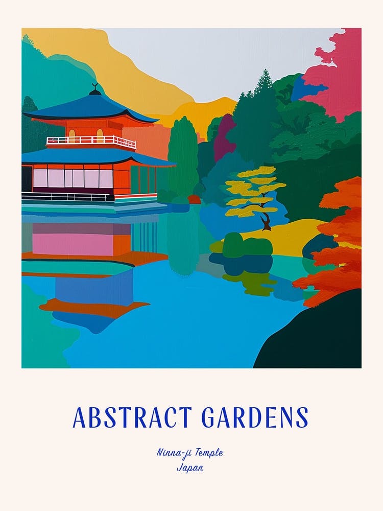 Colourful Gardens Ninna Ji Temple Japan 3 Blue Poster