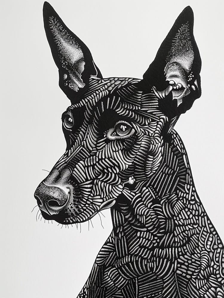 German Pinscher Dog Line Art 1