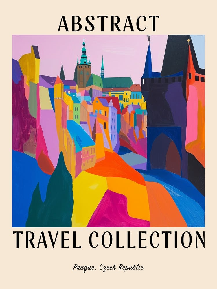 Abstract Travel Collection Poster Prague Czech Republic 1