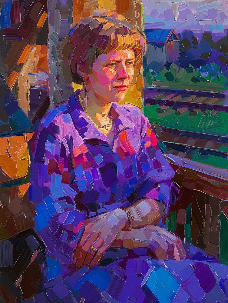 Woman Sitting On A Porch