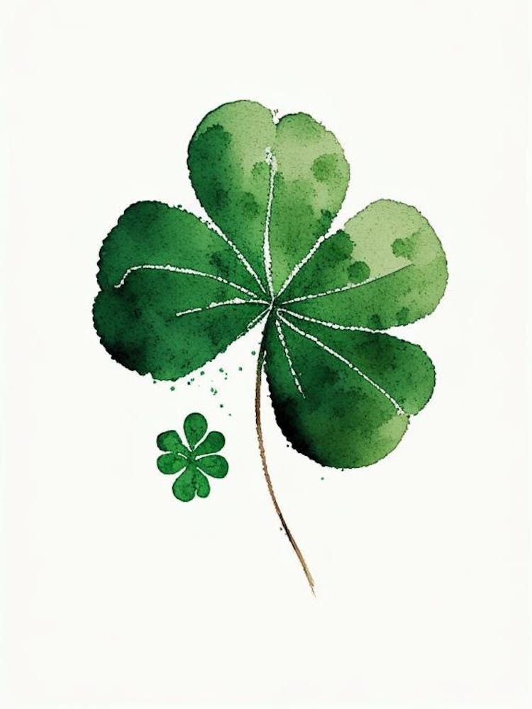 Four Leaf Clover 1 Symbol Minimal Watercolour
