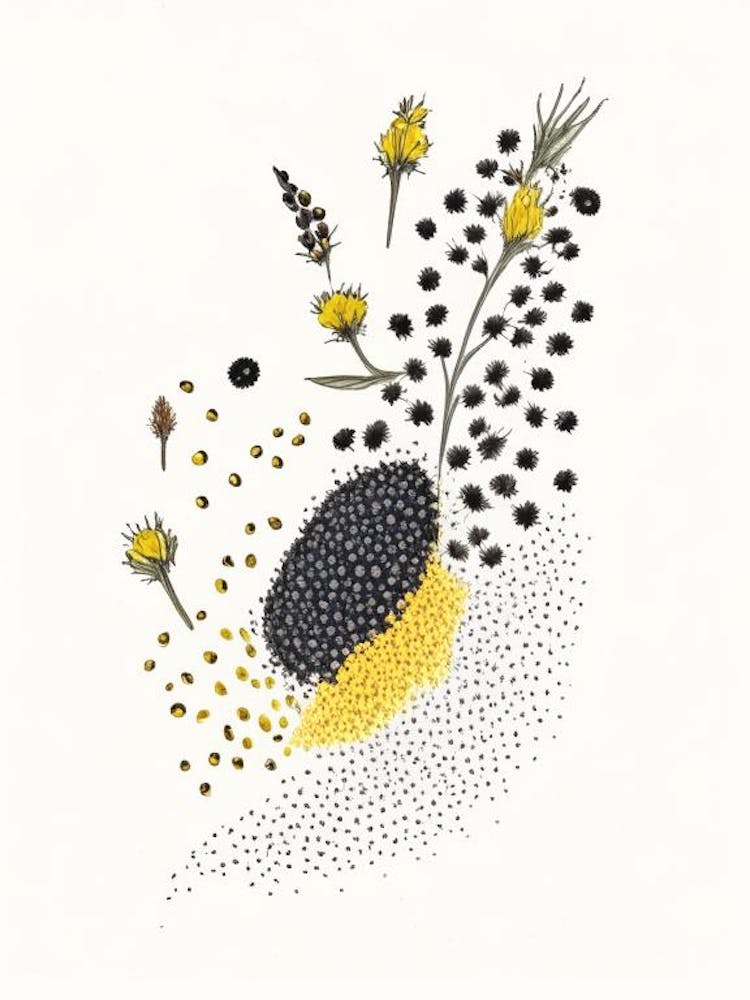 Black Mustard Seed Spices And Herbs Pencil Illustration 4