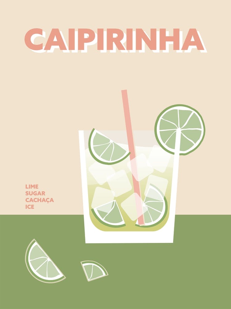 Caipirinha Cocktail Green And Pink Colourful Wall 1