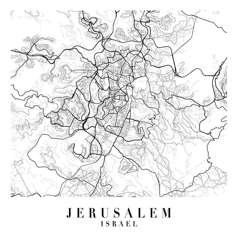 Jerusalem Israel Street Map Minimal Square