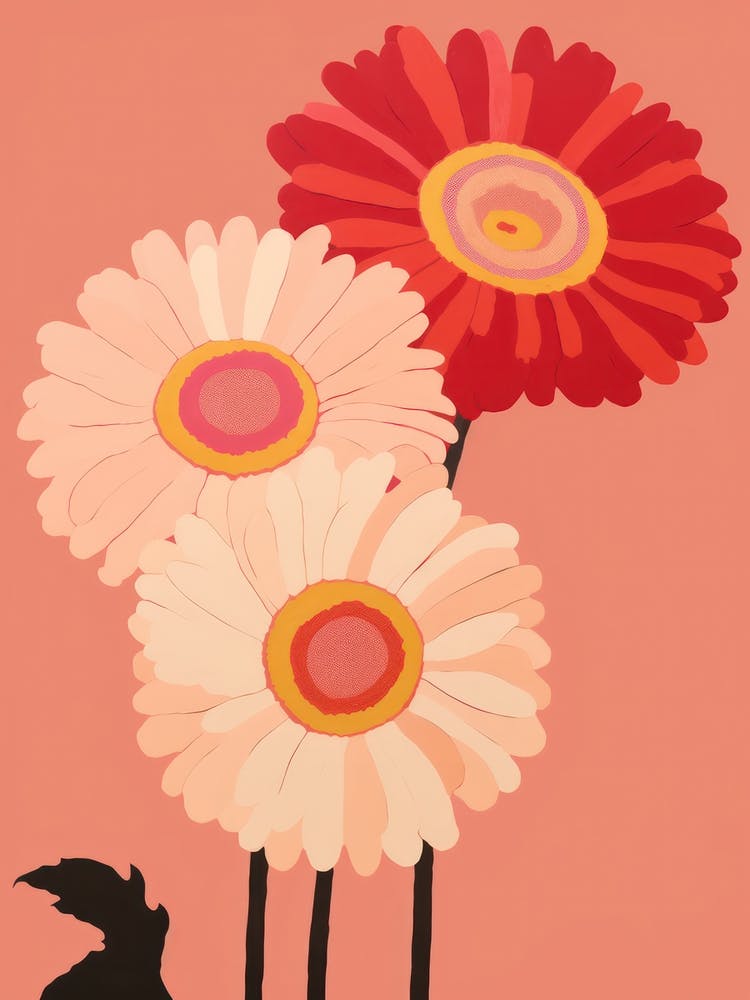 Gerbera Daisies Flower Big Bold Illustration 3