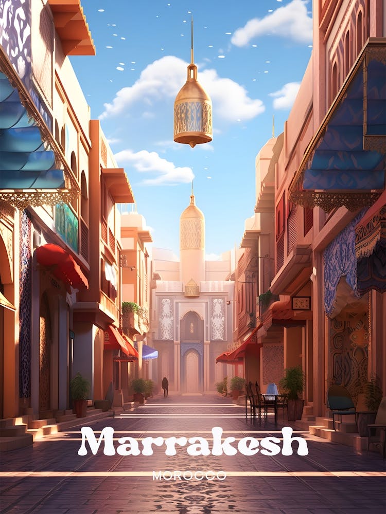 Marrakesh Morocco Vibrant Modern Travel Art
