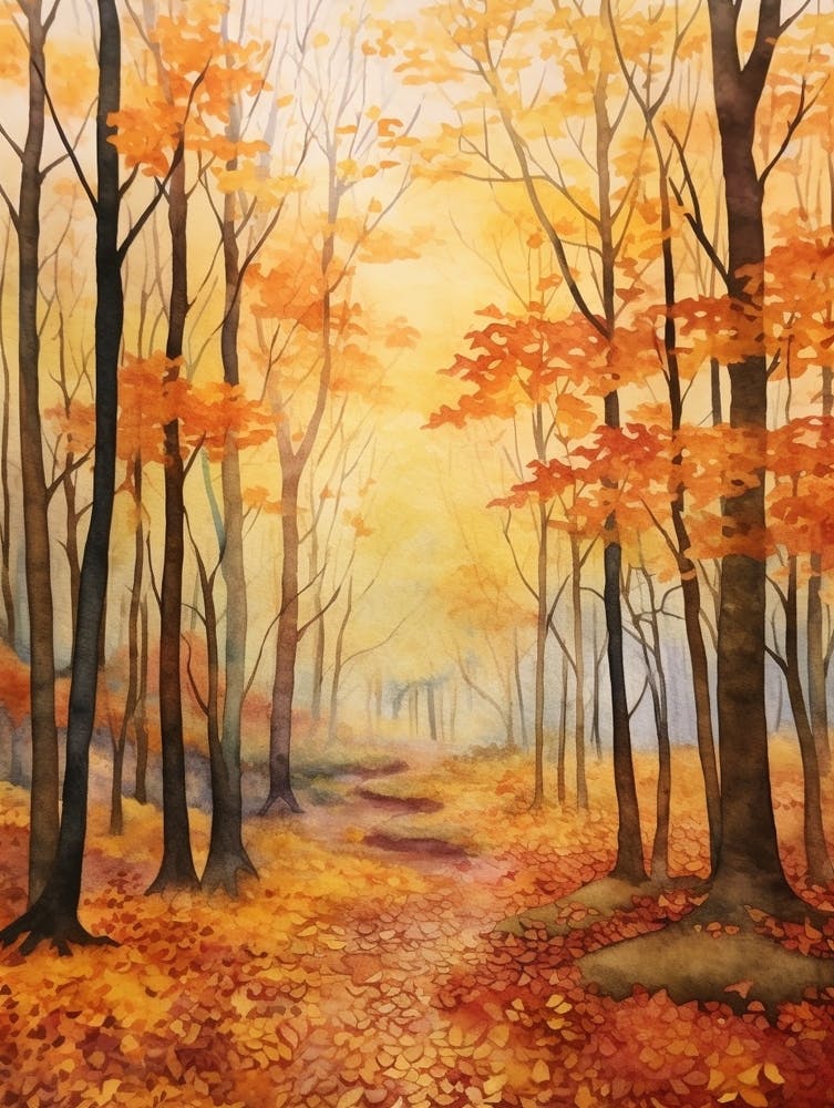 Autumn Forest Landscape Fagus Forest Germany