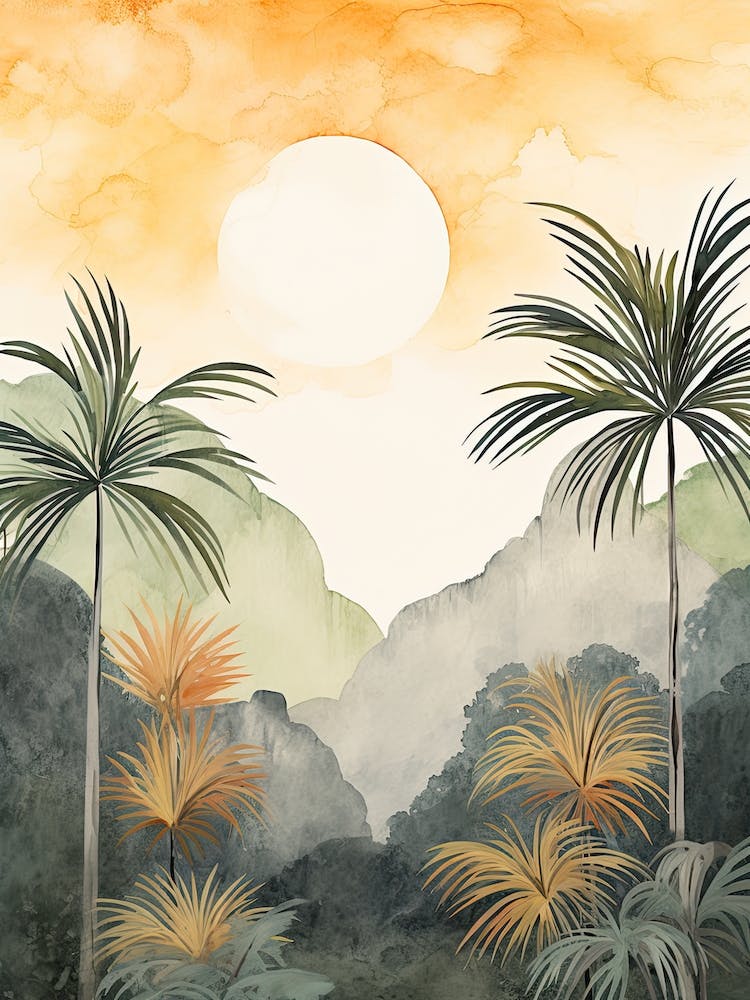 Aquarelle de la Forêt de Tijuca Rio de Janeiro Brésil 1