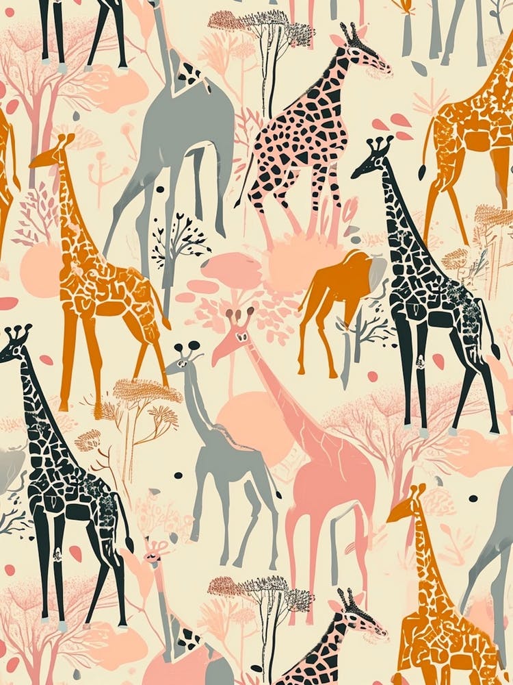 Kitsch Giraffe Illustrative Pattern 3