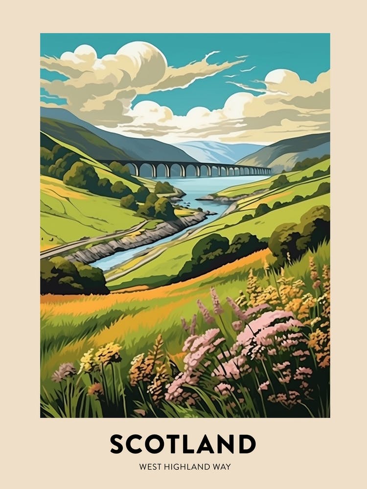 West Highland Way Scotland 2 Vintage Hiking Travel Poster