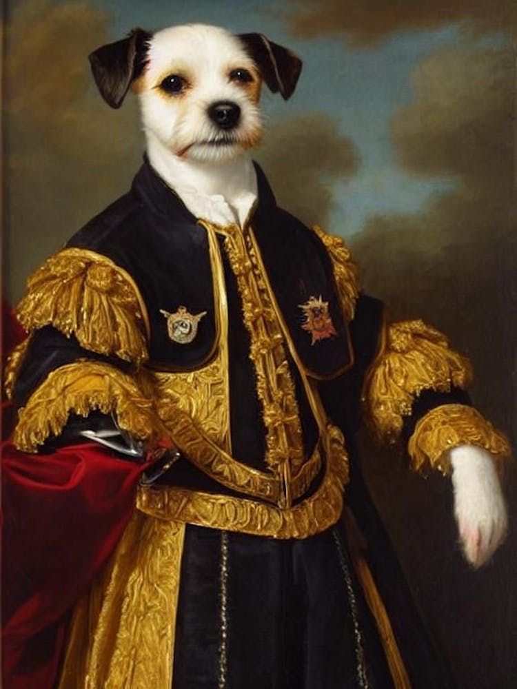 Russell Terrier 2 Renaissance Portrait Oil Painting