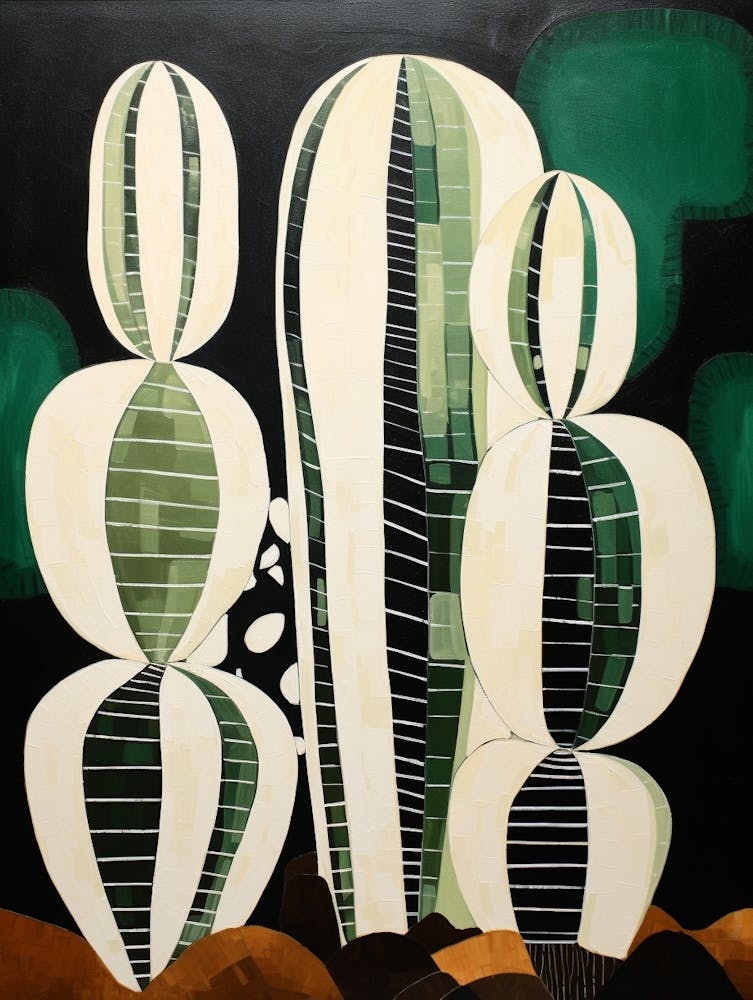 Modernes Abstraktes Kaktusgemälde Zebra Cactus 3