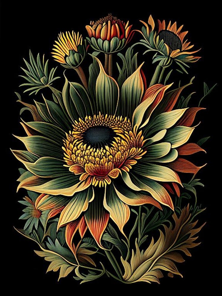 Gazania 3 Floral Botanical Vintage Poster Flower