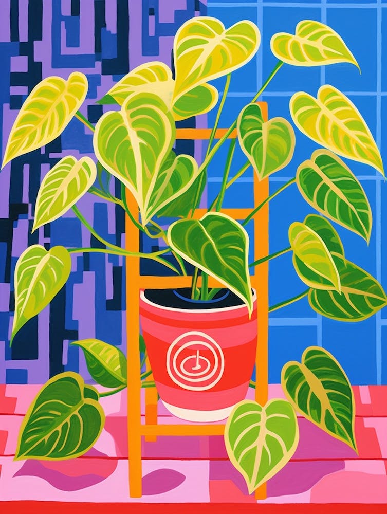 Pink And Red Plant Illustration Golden Pothos 4