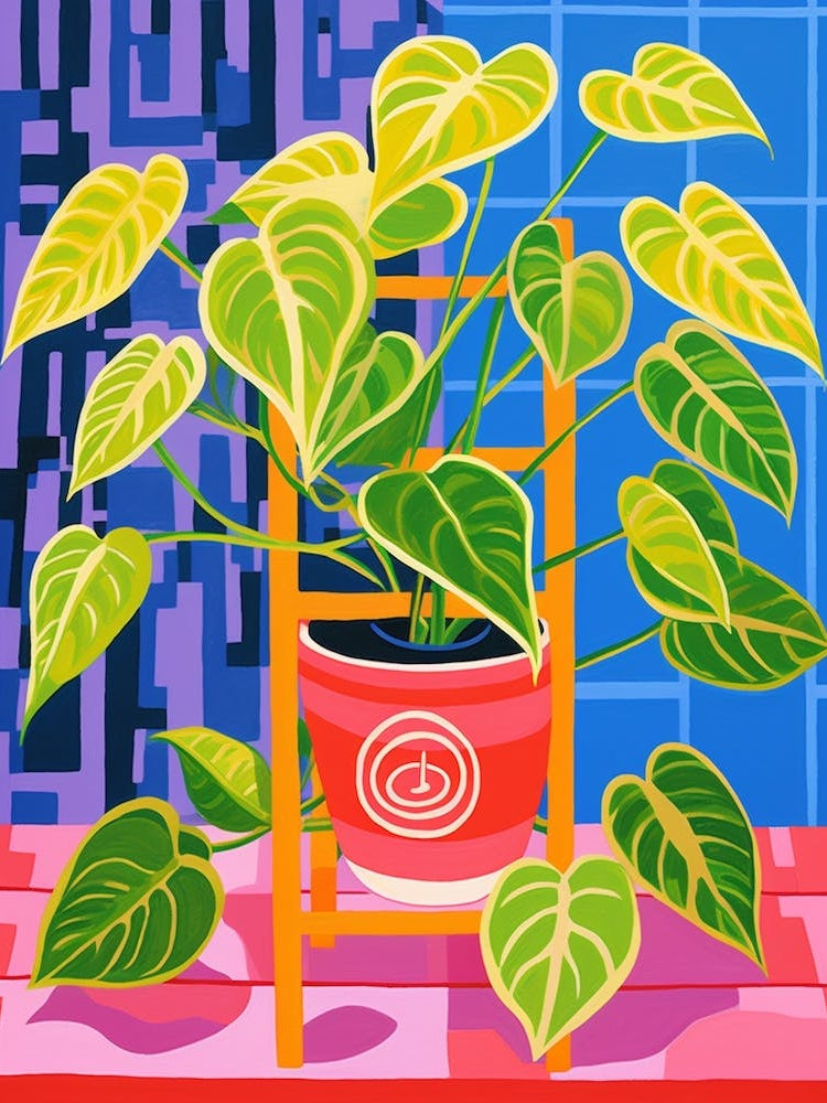 Pink And Red Plant Illustration Golden Pothos 4