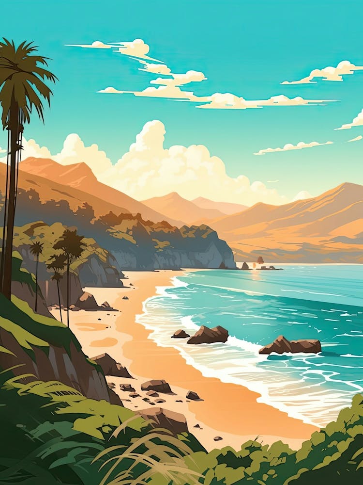 Big Sur California, Usa, Flat Illustration 4