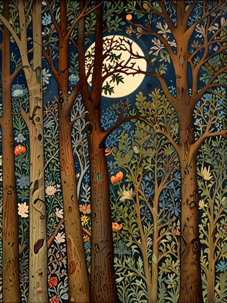 William Morris Moonlight In The Woods 150