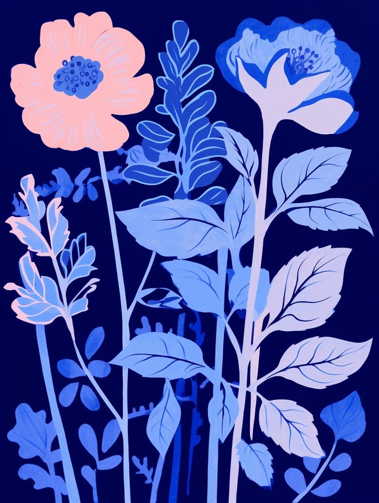 Blue Flower Illustration Peony 1