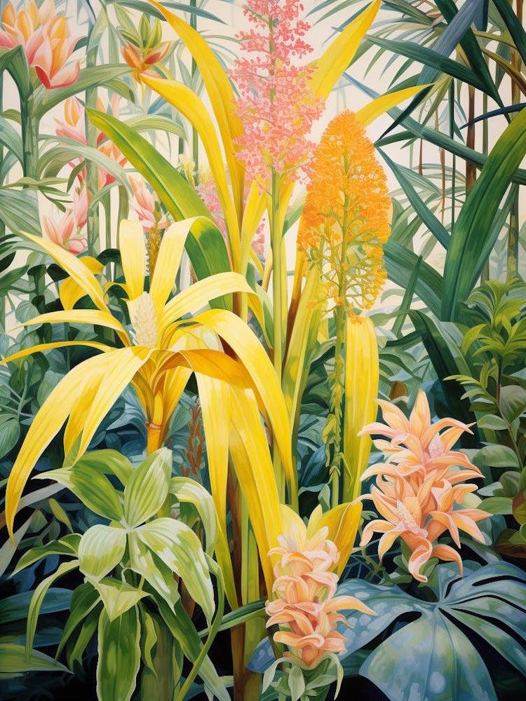 Tropical Plant Painting Dracaena Lemon Lime Plant 1