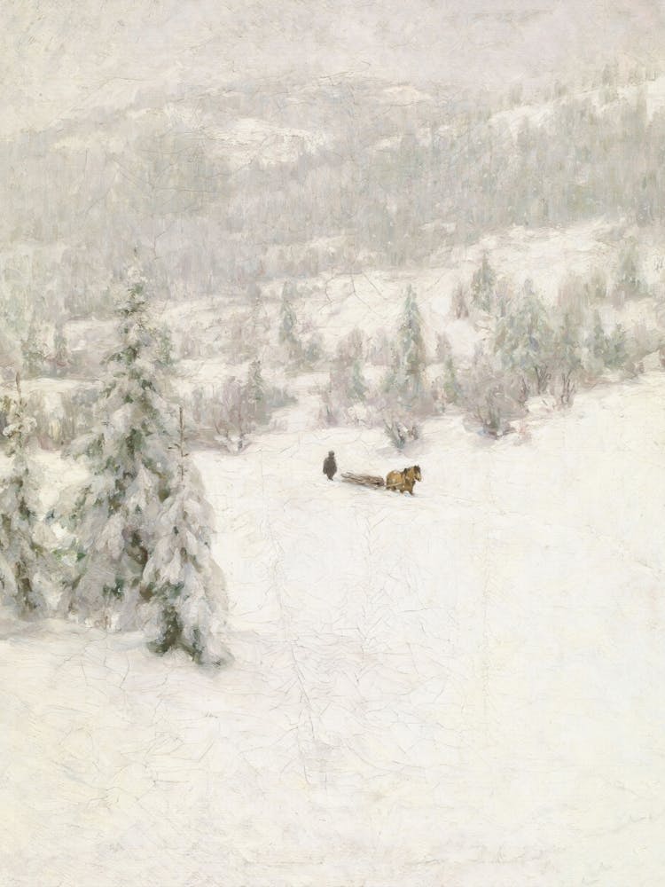Winterlandschaft, gedämpfte neutrale Farben, Schneelandschaft