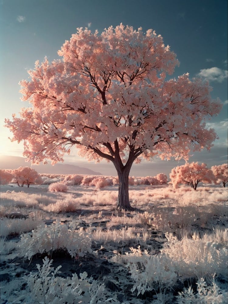 Pink Tree In Infrared
