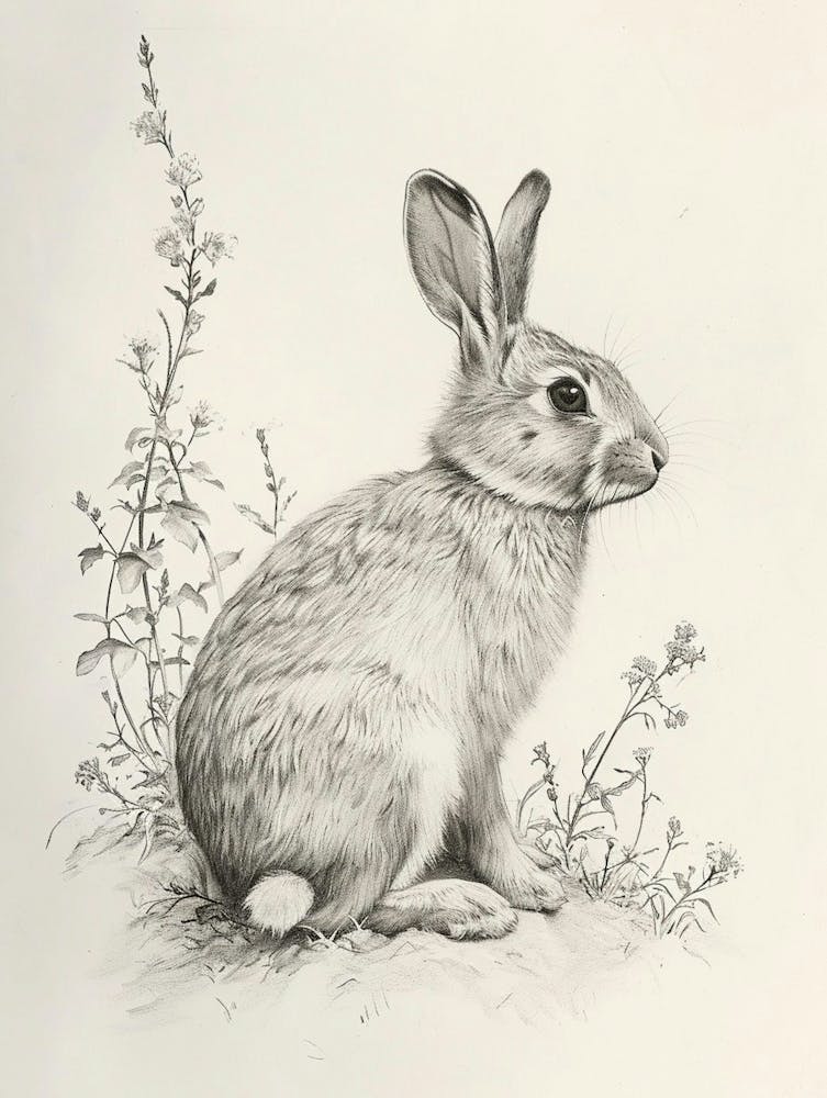 English Silver Rabbit Drawing 1