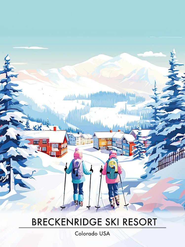 Breckenridge Ski Resort   Colorado Usa, Ski Resort Poster Illustration 0