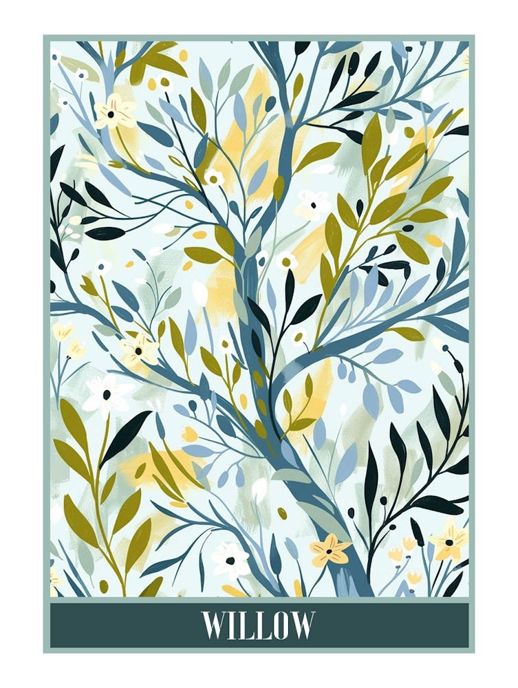 Willow Tree Flat Illustration 2 Poster