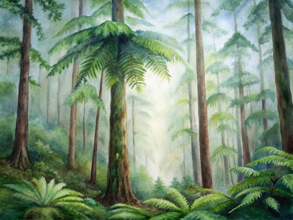 Ferns In The Forest