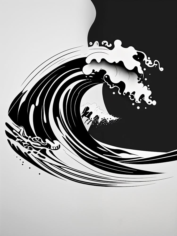 Black And White Wave no3